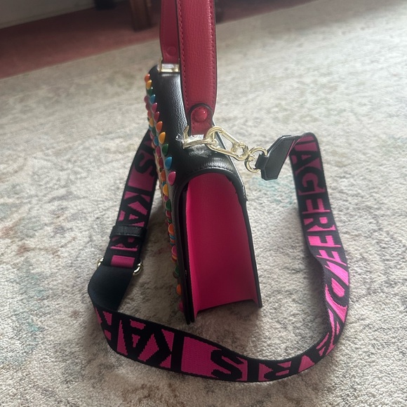 Karl Lagerfeld Black Crossbody Bag with Vibrant Studs - Picture 6 of 7